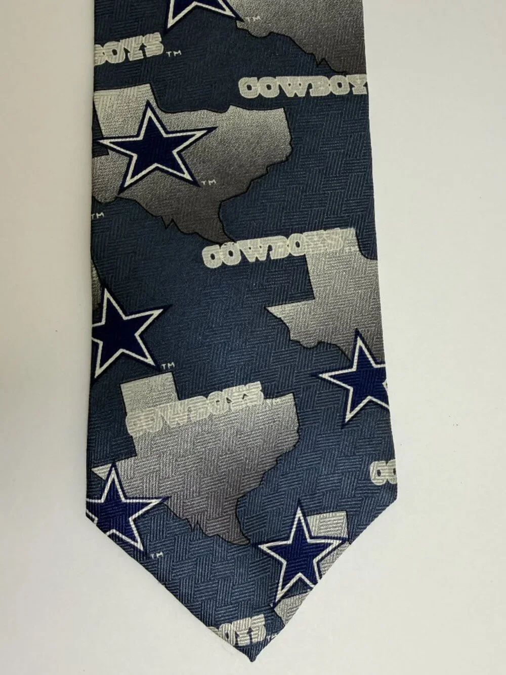 Vintage Dallas Cowboys Tie Team NFL Silk Made In USA Texas Star Logo Navy Blue